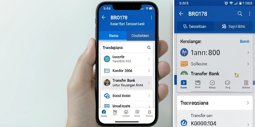 Tampilan antarmuka aplikasi BRO178 yang memudahkan pengguna dalam melakukan transfer bank.