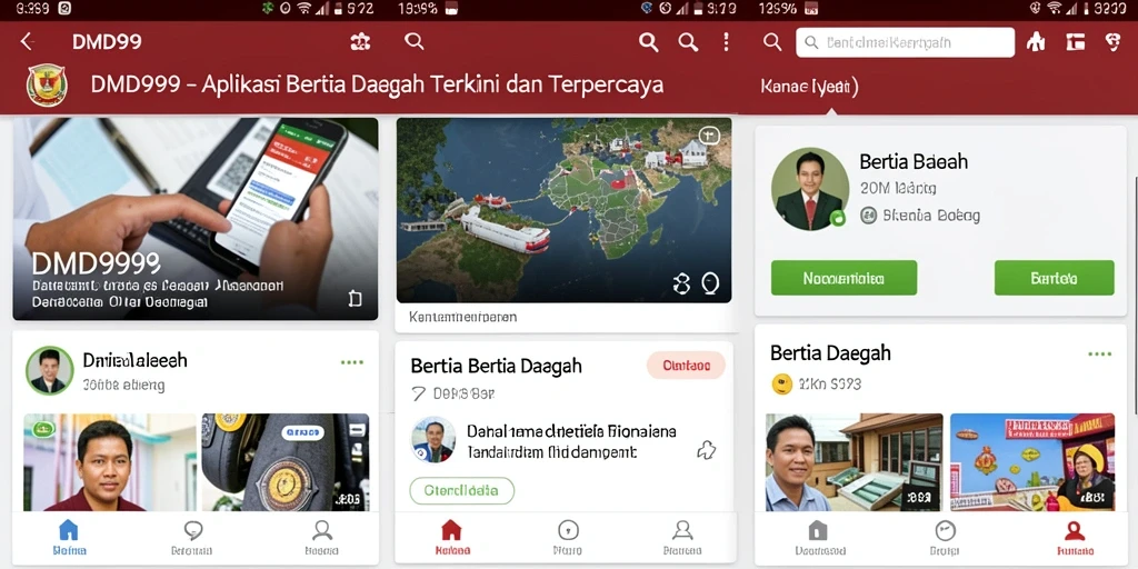 Antarmuka DMD999 yang sederhana dan informatif untuk berita daerah.
