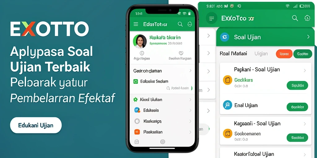 Tampilan antarmuka aplikasi Soal Ujian EXOTOTO yang interaktif.