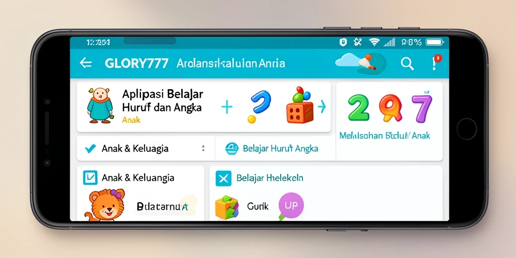 Tampilan antarmuka aplikasi belajar huruf dan angka yang menarik.