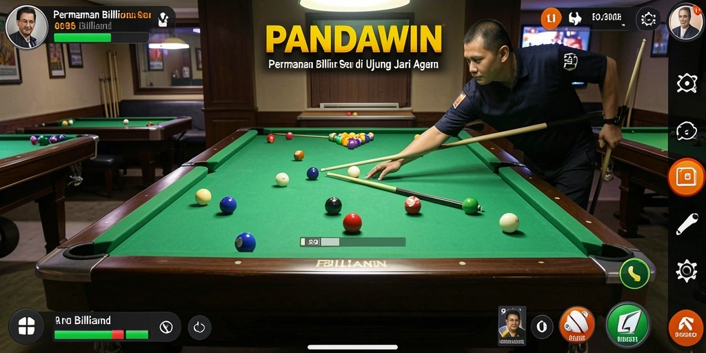 Antarmuka permainan billiard yang menarik dan intuitif.