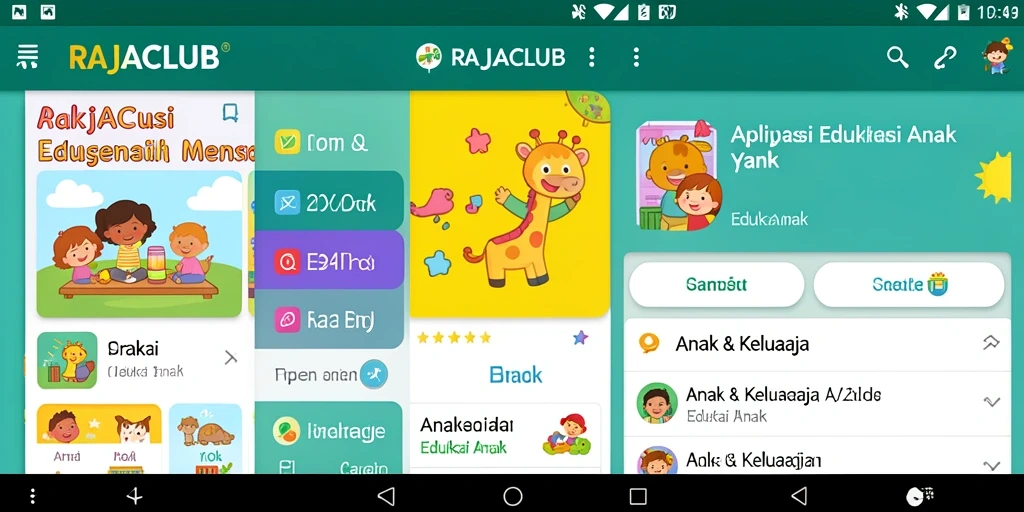 Antarmuka RAJACLUB yang menarik dan edukatif.